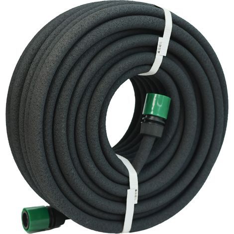 Tuyau d'irrigation goutte-à-goutte de 15 m (noir, inclut 2 raccords rapides) — Convient à l'irrigation, à l'arrosage par infiltration et au jardinage.