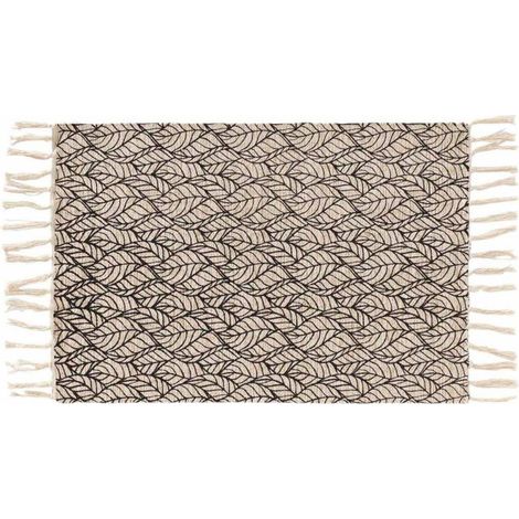 Tapis Déco à Franges "Kalinda" 60x90cm Noir (1/5)