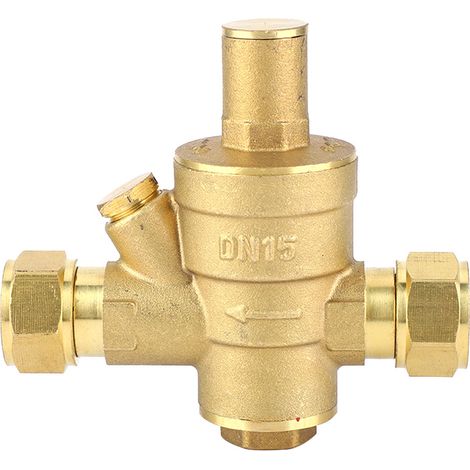 Einstellbarer Wasserdruckminderer aus Messing DN15 1/2" PN1.6, Durchflussregler für Rohre, Wasserhahnventile. (1/3)