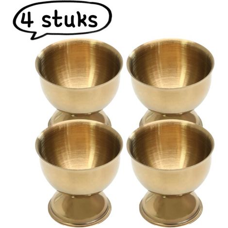 Juego de 4 piezas para guardar huevos pasados por agua (soporte/recipiente para huevos) - Ideal para guardar huevos pasados por agua - Dorado (1/5)