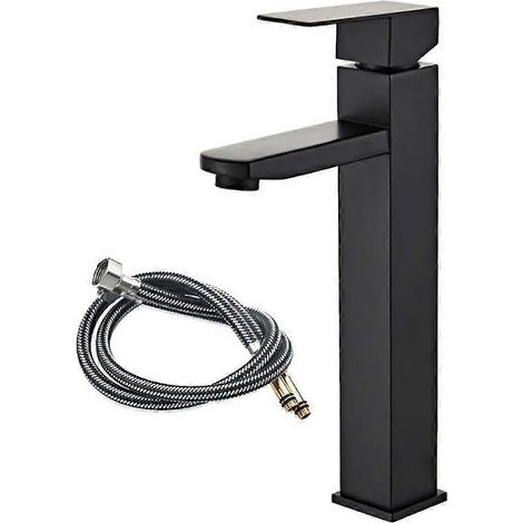 Grifo de baño monomando, diseño cuadrado de acero inoxidable.