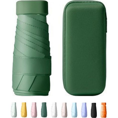 Mini parapluie pliant, compact et léger, 6 nervures, avec étui capsule, pour homme et femme. (1/5)