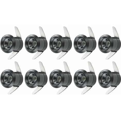 10 mini spots LED encastrables 1W avec transformateur séparé pour vitrine, cuisine, escaliers, placard, 90-265V AC [Classe énergéti (1/5)