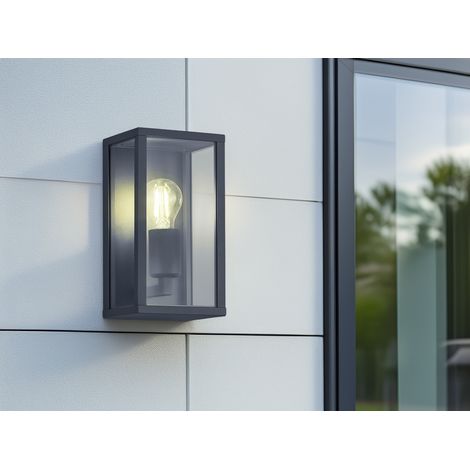 Moderne LED Außenwandleuchte in Anthrazit mit Glas, Höhe 26cm (1/5)