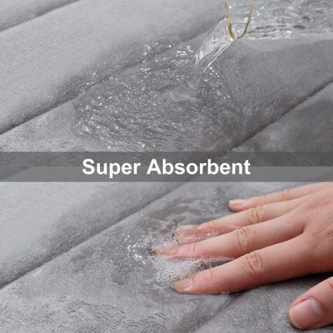 Tapis de bain - Ulisem - Mousse à mémoire - Absorbant - Antidérapant - Lavable - 40x60 cm - Gris foncé (1/4)
