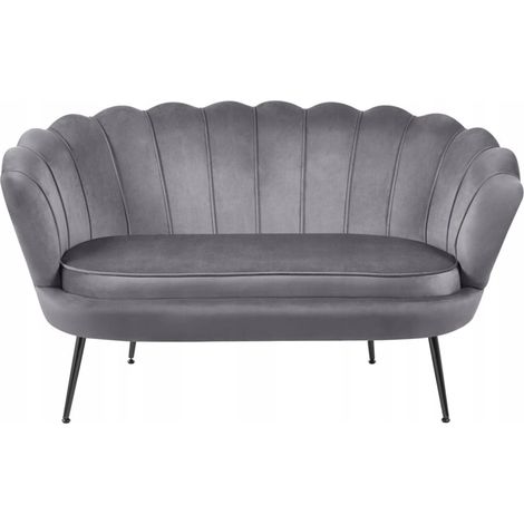 Divano da soggiorno Furnitex Art Déco a 2 posti, velluto GRIGIO, imbottito (1/5)