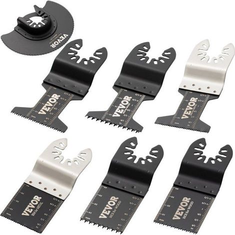 Kit de lames pour outil oscillant - 7 types de lames - HCS et acier inoxydable - 45-47 HRC (1/5)