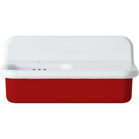 Lavabo rétro asymétrique en céramique 80 cm - True Colors Lite - Rouge (1/4)