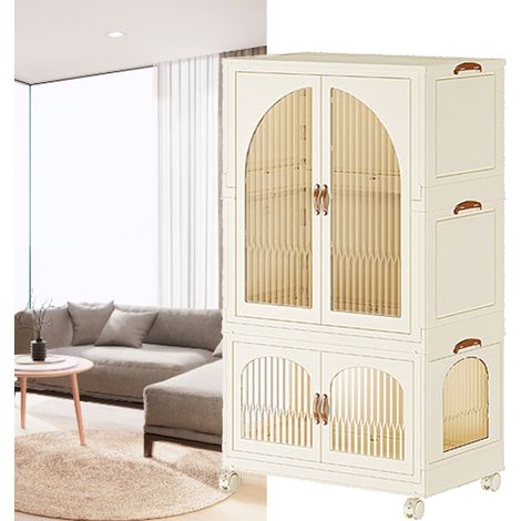 Armoire pliante en plastique, montage gratuit, design arqué, transparente, pour vêtements d'enfant, taille S (68,5 x 42,5 x 118,5 cm). (1/5)