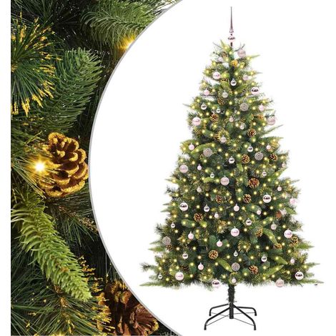 Artificial Hinged Christmas Tree with Cones 300 LEDs Warm White vidaXL