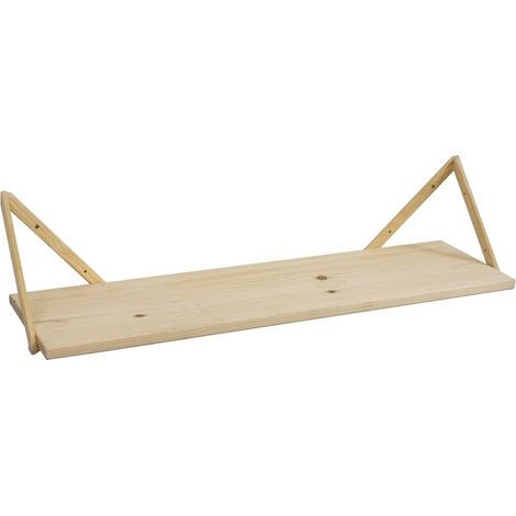 Étagère Murale et 2 Supports Triangle, 21 x 92 x 26 cm, Bois Massif pin (1/5)