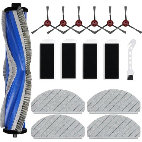 Juego de accesorios de 16 piezas para el robot aspirador Ecovacs Deebot N20 Pro Plus / N20 / N20 Plus: 1 cepillo principal, 4 filtros HEPA, 4 paños de limpieza, 6 cepillos laterales, 1 cepillo de limp (1/5)