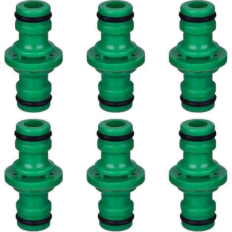 Lot de 6 raccords mâles doubles pour tuyau d'arrosage (vert) (1/4)