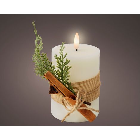 Lumineo Portacandela LED Beige - Timer e Effetto Fiamma - 7,5x13cm (1/3)