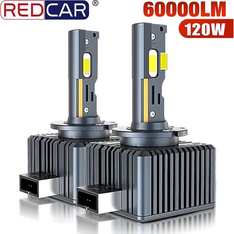 Ampoule LED pour phare de voiture D3S 60 000 lm 120 W, compatible D3R, D1S, D2S, D4S, D2R, D3R et D4R Turbo LED 5070 CSP Canbus, blanc 6 500 K, 12 V (1/4)