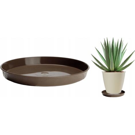 Brauner Untersetzer in Holzoptik für einen 28 cm Blumentopf