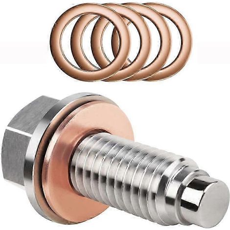 Magnetische Ölablassschraube M14x1,5 – Neodym-Magnet, Edelstahlschraube – mit 5-Kupfer-Unterlegscheibe – Hochleistungs-Ölablassschraube – JXLGV (1/5)