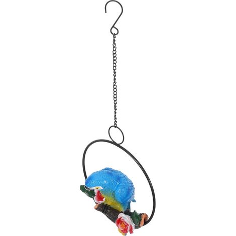 Statue de Perroquet Suspendue en Résine Réaliste pour Décoration de Jardin Extérieur, 43 Cm, Anneau Suspendre, pour Balcon, Patio ou Pelouse, Solide et Facile à Installer (1/5)