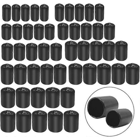 Protections de filetage - Lot de 50 capuchons ronds en caoutchouc PVC, couvercle en caoutchouc, pour tubes ronds (10 tailles, diamètre intérieur 12-21 mm) (1/5)