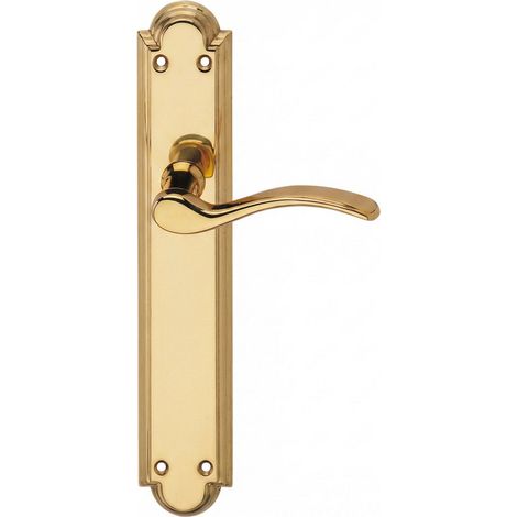 Juego manillas latonadas con placa puerta interior dorado brillo 235mm (1/5)