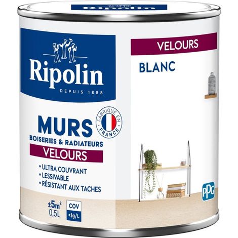 RIPOLIN Samtweiße Farbe für Wände, Holzverkleidungen und Heizkörper, 0,5 l RIPOLIN