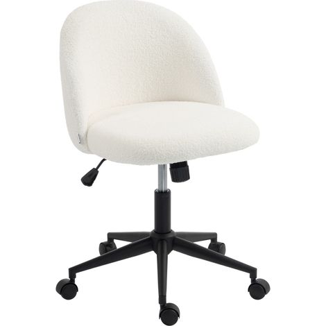 Silla de oficina giratoria 52x59x75,5-84,5 cm en tejido peluche crema, ajustable – MEUBLIV (1/5)