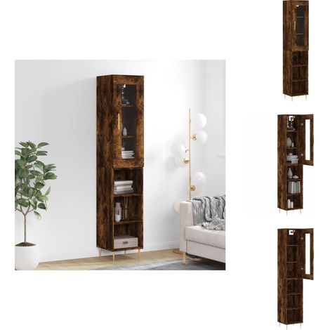 Highboard Räuchereiche 34,5x34x180 cm Holzwerkstoff - Hochschrank - Sideboard - Wohnraumgestaltung - Eichefarben - Massivholzoptik (1/5)