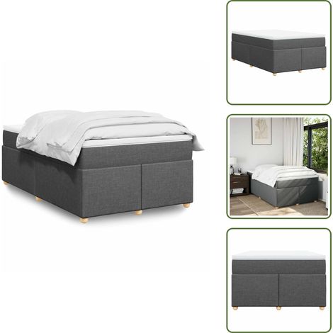 Sommier à lattes de lit avec matelas gris foncé 120x190cm tissu - Sommier À Lattes De Lit - Sommiers À Lattes De Lit - Lit - Meuble De Chambre À Coucher (1/5)