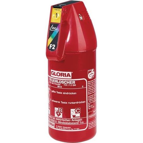GLORIA 001873.0000 KFZ-Pulverfeuerlöscher  2 kg mit Dauerdruck Brandklasse A 13
