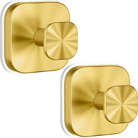Ganchos de ventosa de acero inoxidable chapado en oro, dos ganchos sin marcas ni perforaciones para la cocina, el baño y el aseo. (1/5)