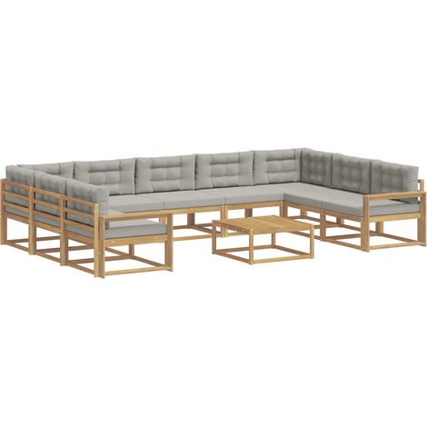 Conjunto de sofás de exterior 10 uds. Blanco y Gris Claro vidaXL (1/5)