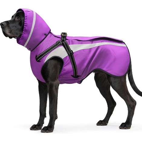 Imperméable Chien Imperméables Chien Réfléchissant Chiens Vestes Pluie à Capuche Pluie Poncho Chiens Petits Moyens Grands S-XXL Violet XXL (1/5)