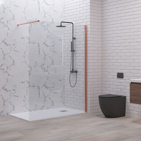 Doccia walkin 50 cm vetro trasparente profilo oro rosa  KW1000GR kamalu