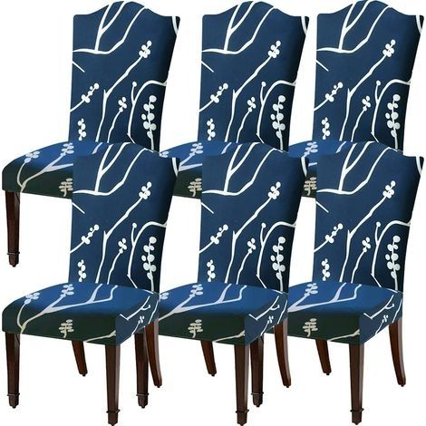 Housses de Chaise Extensibles pour chaises de Salle à Manger, Housse de Protection de Chaise6 pièces, Housses de siège de Protection de Chaise élastique (1/4)