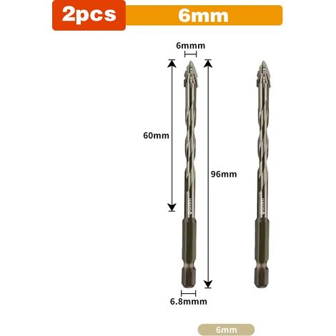 Coffret de forets hexagonaux cruciformes 6-12 mm pour carrelage, verre, béton, céramique, brique, brique, alliage dur, foret triangulaire. (1/5)