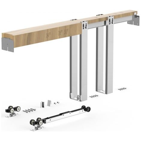 Kit de Marco para Puerta Corrediza de Acero Galvanizado para Puertas de 610-762 mm de Ancho y 2032 mm de Alto con Mecanismo de Cierre suave Bidireccional para el Hogar, Sala de Estar, Oficina (1/5)