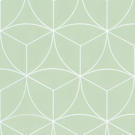 Décoweb – Sol PVC en rouleau 2m x 2m – Motif rosace géométrique vert d'eau – Épaisseur 2mm – Isolation phonique 17dB – Résistance au glissement R11 (1/5)