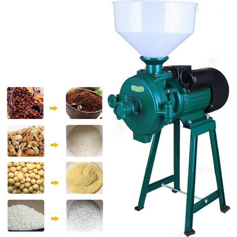Macinino elettrico per alimenti commerciali, macinino per erbe aromatiche, con imbuto, per grano, polvere secca, riso e mais , con potenza di 2200 Watt (1/5)