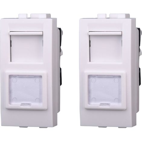 gloca Set 2 Connettori RJ45 CAT5 Compatibili Living (Bianco) (1/4)
