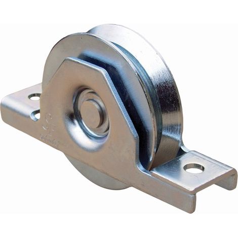 Deco Fer Forge – Roue à encastrer pour portail coulissant – Gorge triangulaire – Ø80mm – Charge 200KG – Acier zingué pour tube 60x40mm