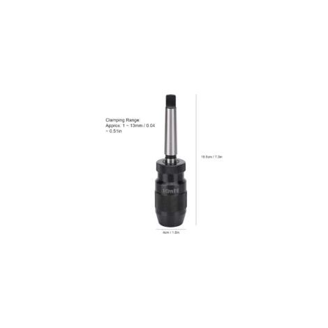 Mandrin de percage sans Clé, Mandrin de Perçage à Dégagement Rapide Mandrin Conique Morse MT2-B16 pour Perceuses à Colonne Faiseuses et Tours, 1‑13 mm - Crezuo (1/3)