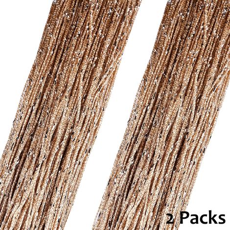 Lot de 2 Rideaux Fils Paillette 100x200cm Draperie Rideau Spaghetti Champagne (1/5)