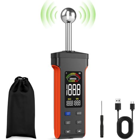 Wiederaufladbarer Feuchtigkeitsmesser, zerstörungsfreie Messung, Mauerwerk, Wand-Feuchtigkeitsmesser mit Farb-LCD-Display und akustischem Alarm für Wände, Holz, Gips, Holz-Feuchtigkeitstester, Analyse