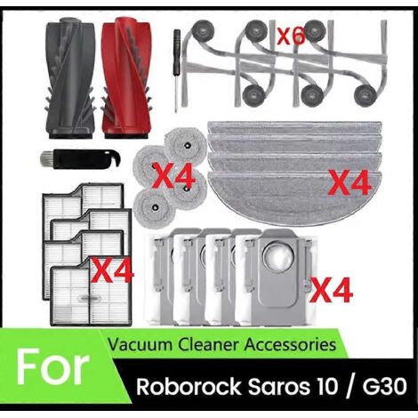 BARKBUSTERS Kit de remplacement de 26 pièces pour aspirateur robot Roborock Saros 10 / G30 : brosse principale, filtres HEPA, lingettes de nettoyage et sacs à poussière. (1/5)