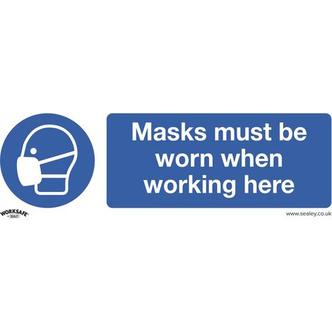 Sealey Worksafe&reg Masks Must Be Worn Safety Sign, Rigid Plastic - Pack of 10 SS57P10 (1/5)