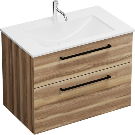 Vasque en fonte minérale Burg Eqio + receveur, décor Frassino Cappuccino/Alpine GR0234