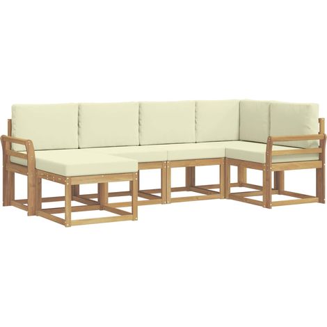 Set di divani da esterno 6 pz Bianco e Crema Poliestere vidaXL (1/5)