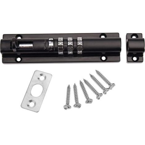 Verrou de Porte à Code Mécanique Serrure Verrouillage Portail à Combinaison sans Clé Vis de Fixation pour Armoire Jardin Garage Noir (1/5)