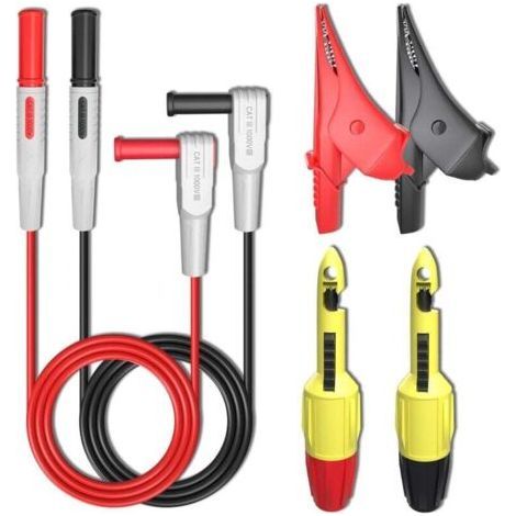 Kit de 6 fils de test multimètre avec pinces crocodiles, sondes de perage de fil, clip de perage de 4 mm pour test de thermomètre, voltmètre multimètre (1/4)