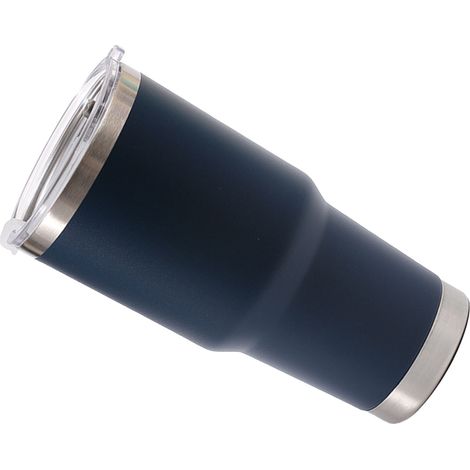 Mug isotherme 900 ml en acier inoxydable, grande capacité, large ouverture, bleu marine, idéal pour les voyages en voiture. (1/5)